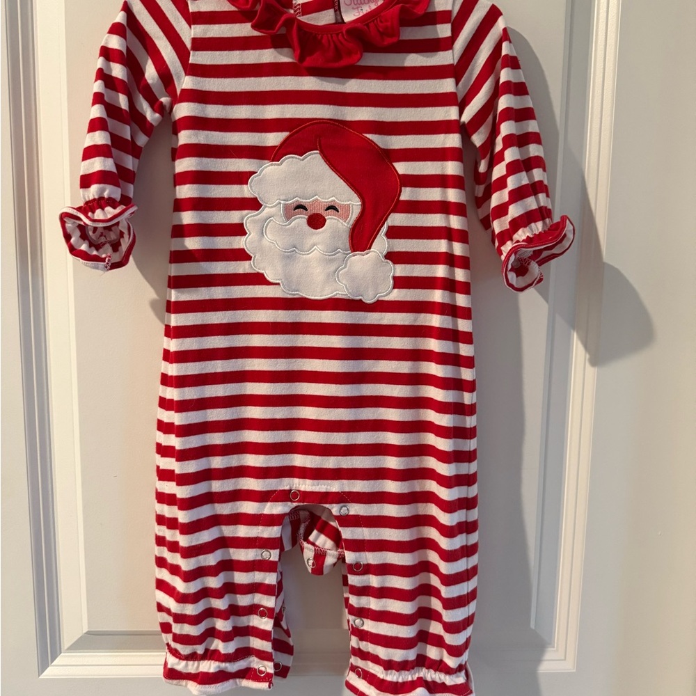 Red and White Striped Santa Romper